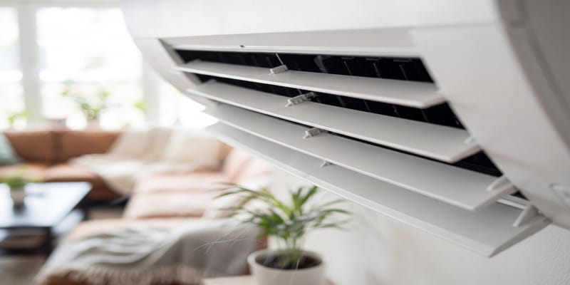 AC vents blowing cool air into a living room